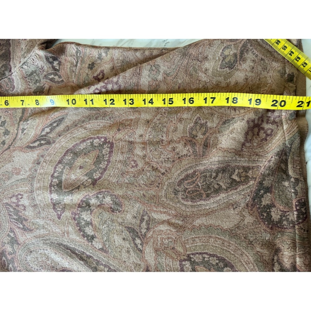 Lauren Ralph Lauren Silk Cashmere Paisley Sweater Brown Tan Long Sleeve Womens M - Picture 5 of 5